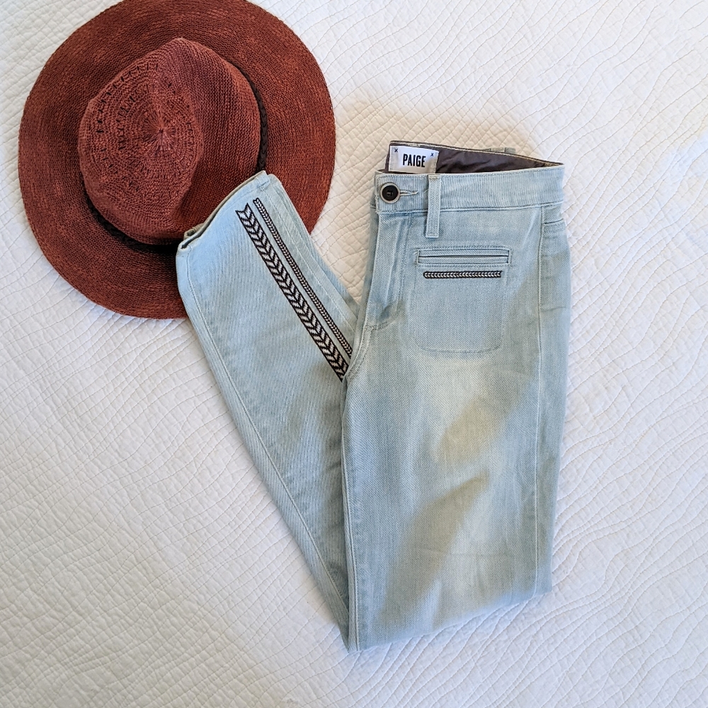 Paige Hoxton Ankle Bryalee Embroidery Skinny Jeans Size 24 - Picture 6 of 15